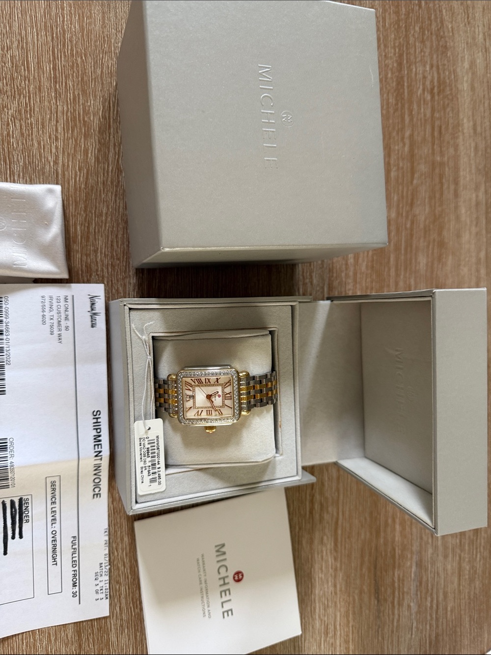 Michele Two-Tone Gold and Silver Diamond Bezel Women's Watch - Picture 5 of 12